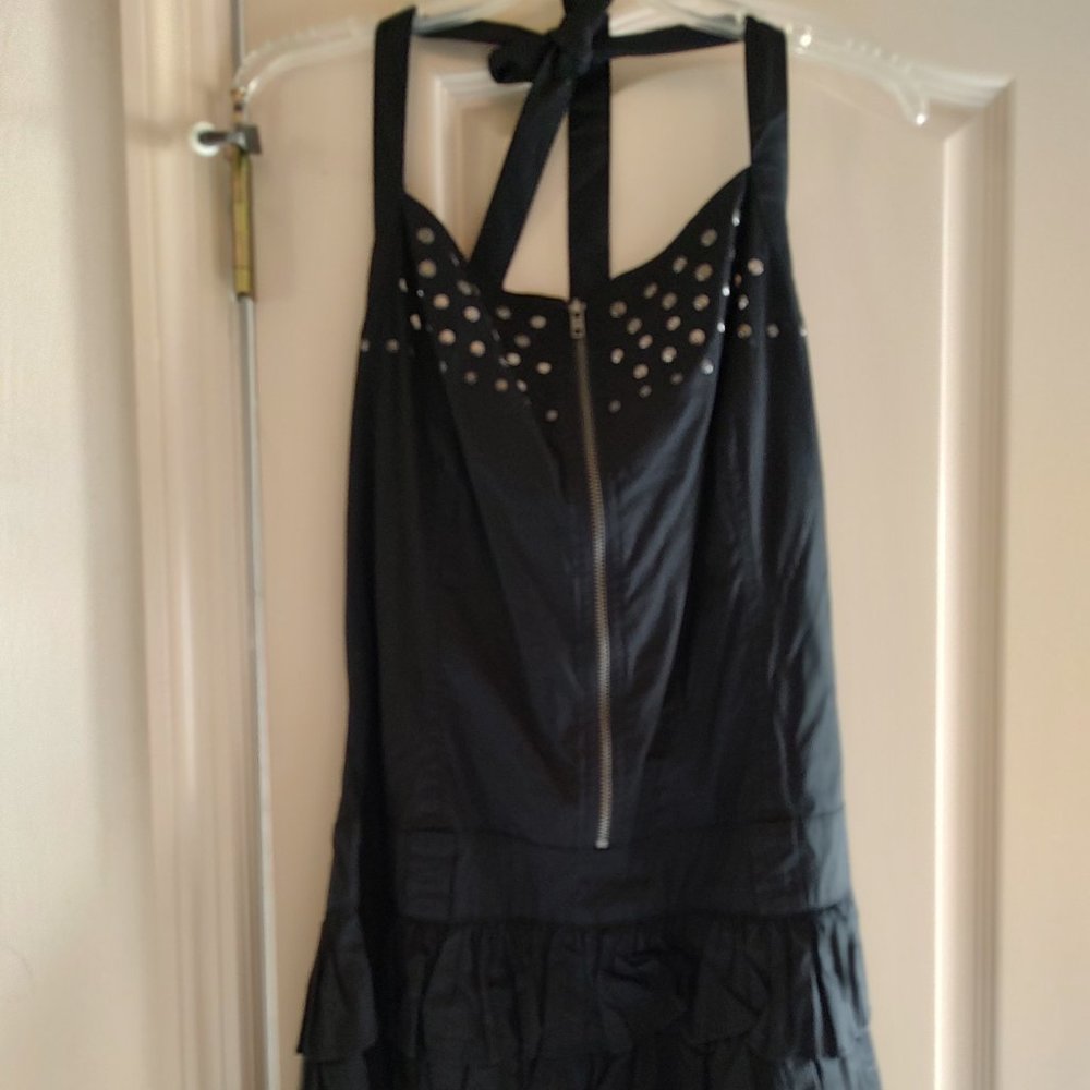 "TYPE Z" BLACK STUDDED HALTER DRESS (JR.-L)
